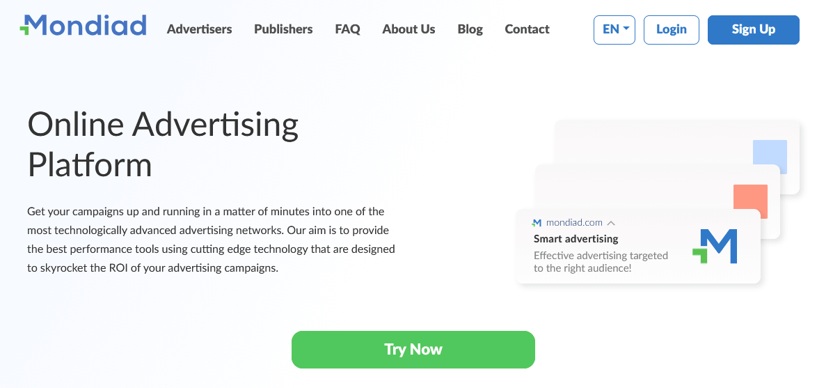 Mondiad - Self-serve push, native and banner ad network for publishers