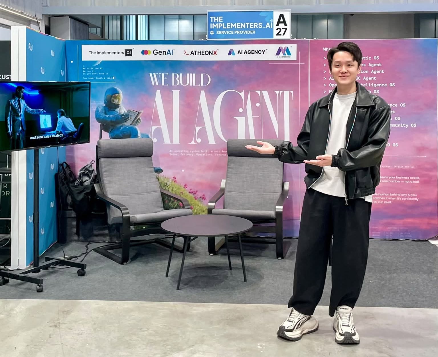 Jackson Yew at his booth, the only custom AI service provider Jackson Yew at his booth, the only custom AI service provider