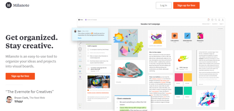 Milanote Screenshot, 