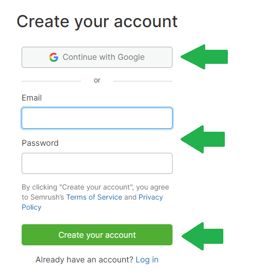 Get a FREE Semrush PRO account for 14 days - Step 2