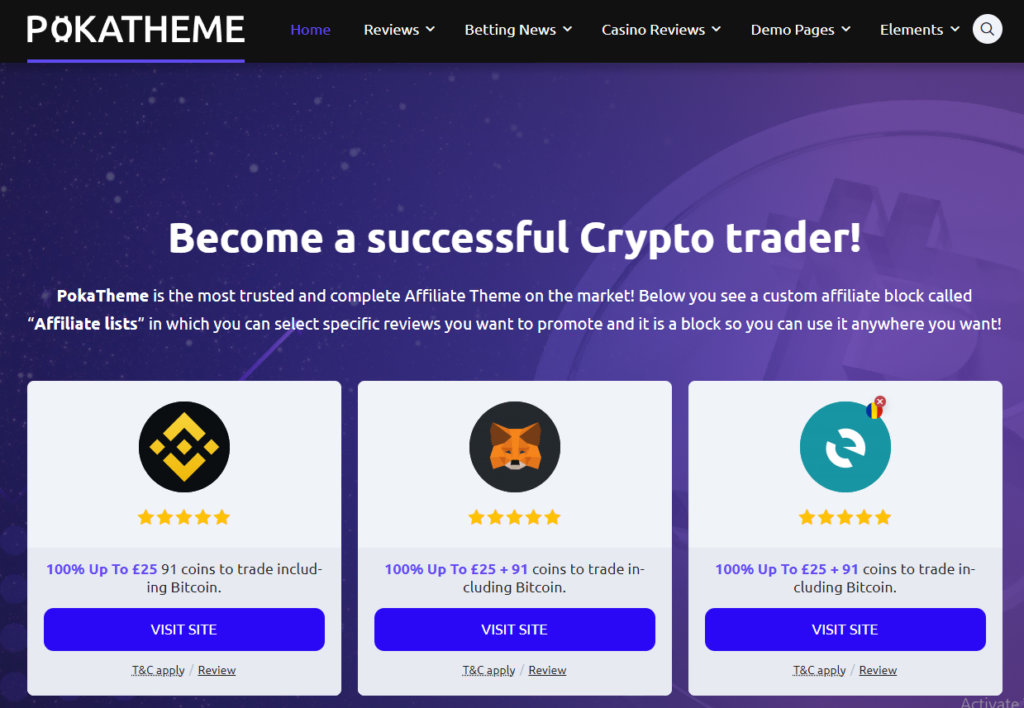 PokaTheme - Crypto Affiliate WP Theme