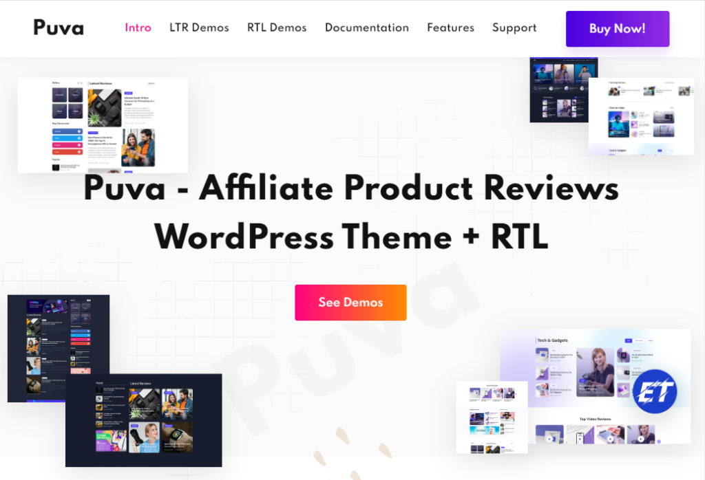 Affiliate Product Reviews Theme - Puva