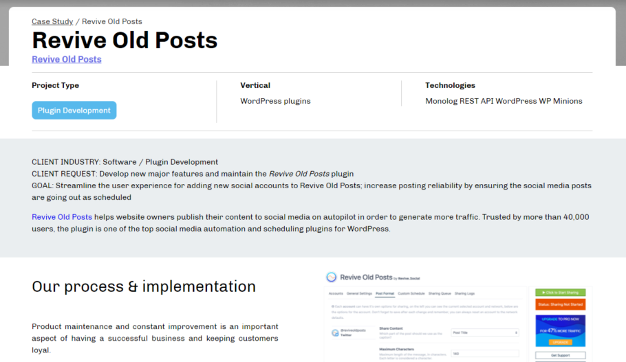 Case study Example - WordPress plugin 