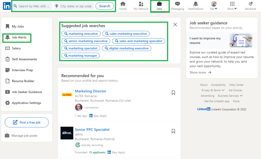Search for Jobs on Linkedin