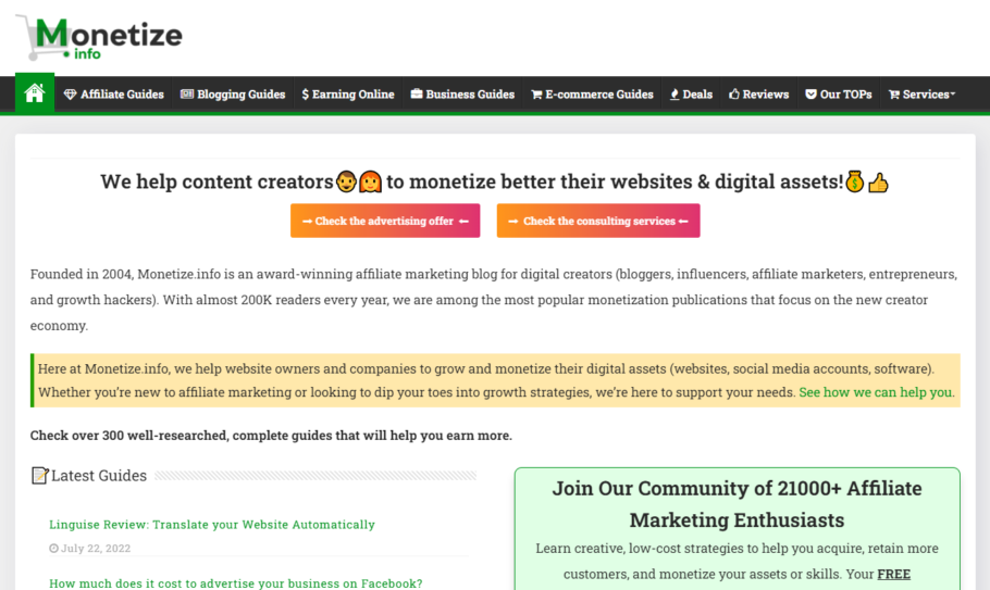 Best Affiliate Marketing Blogs - monetizebetter.com