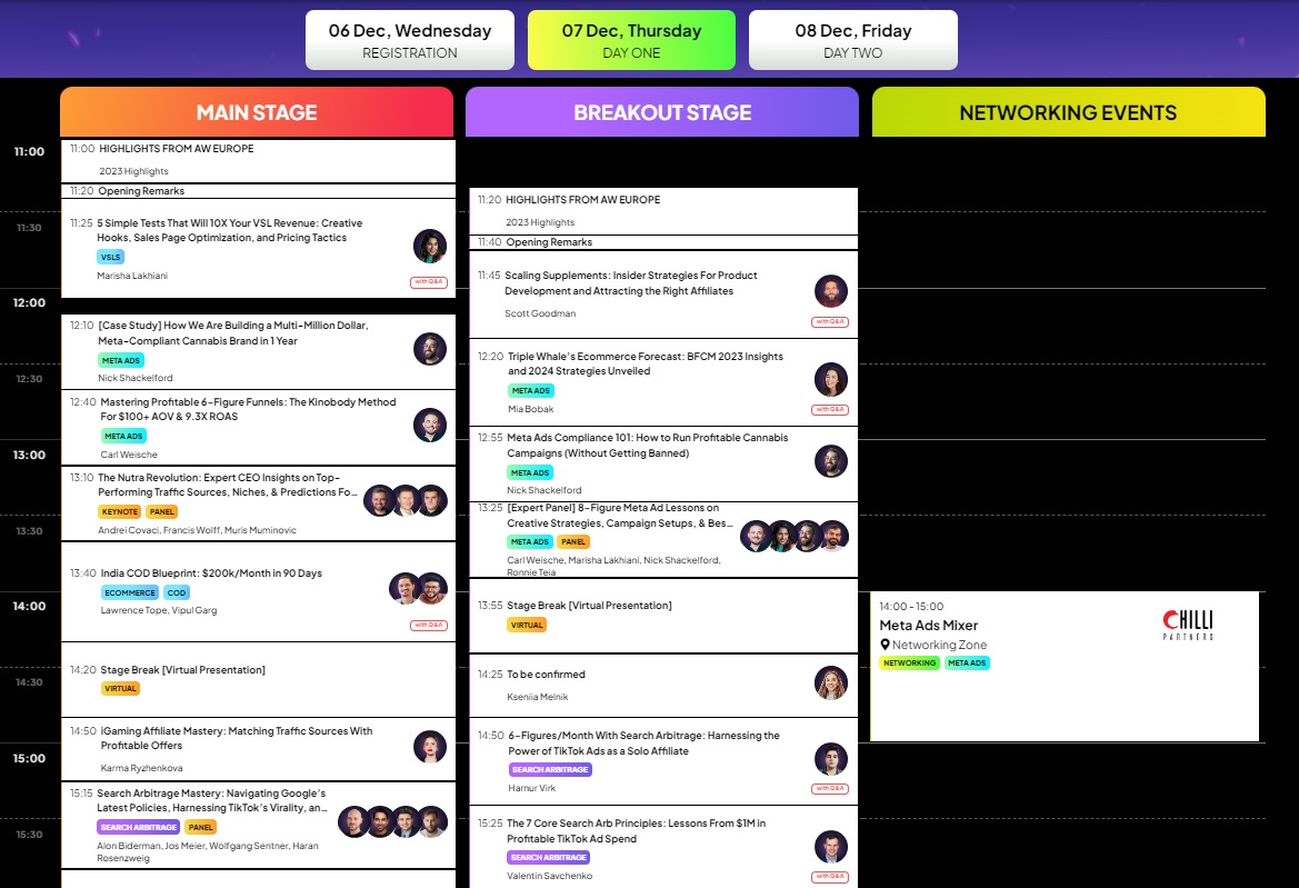 Affiliate World Asia 2023 Day 1 tracks