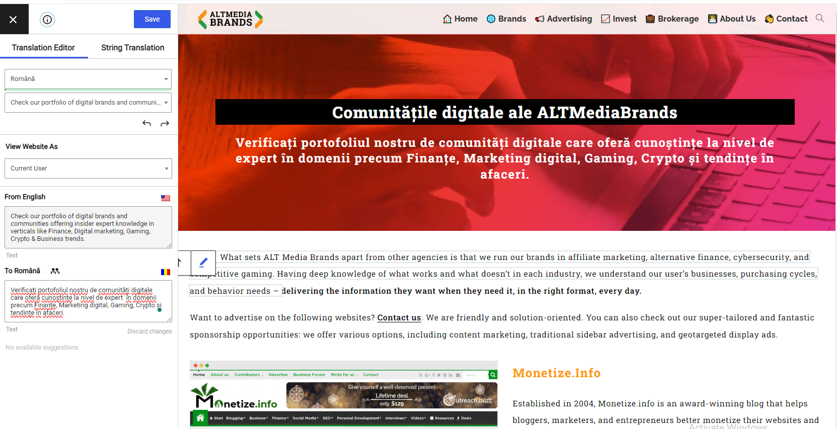 The Visual Translation Editor of TranslatePress