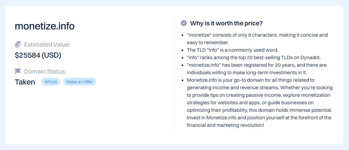 Evaluation of the monetizebetter.com domain on Dynadot