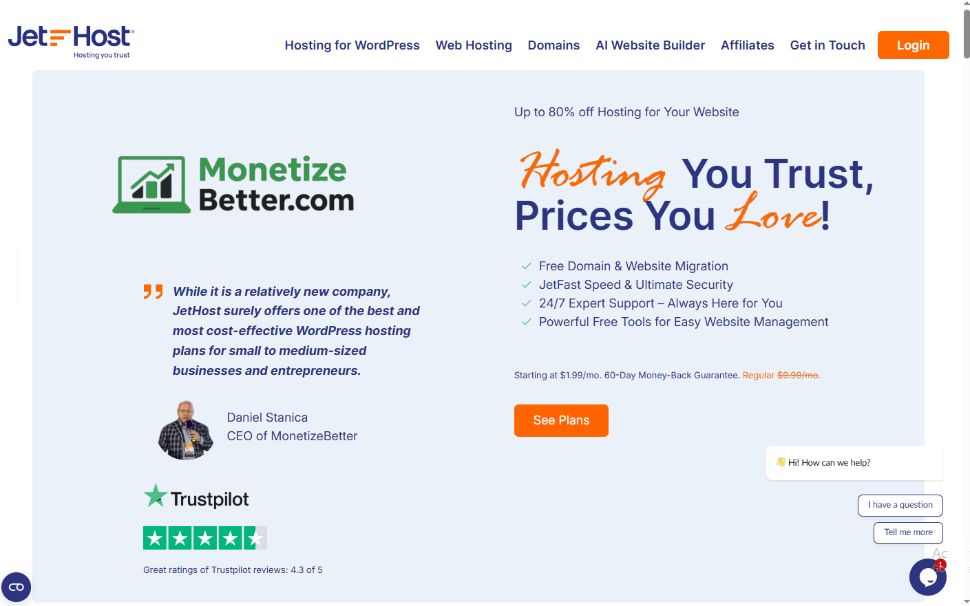 Our Dedicated Landing Page on JetHost