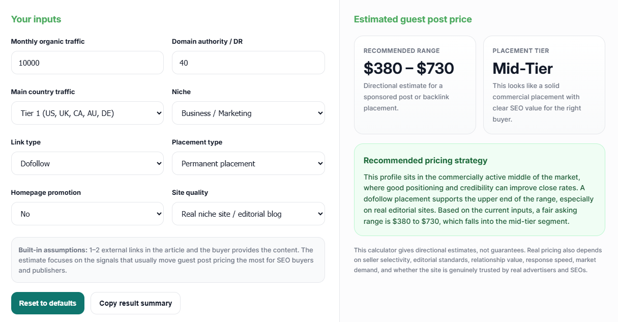 MonetizeBetter Free Tool To Estimate Price of Backlinks